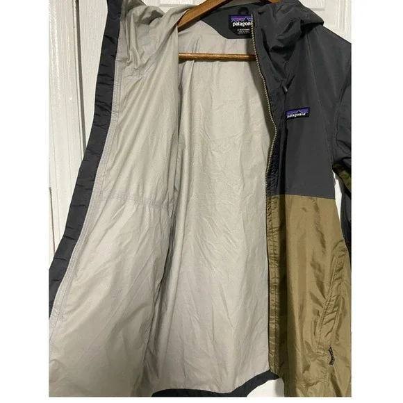 Patagonia Mens Sz S Houdini Full Zip Lightweight‎ Windbreaker Jacket Gray Khaki